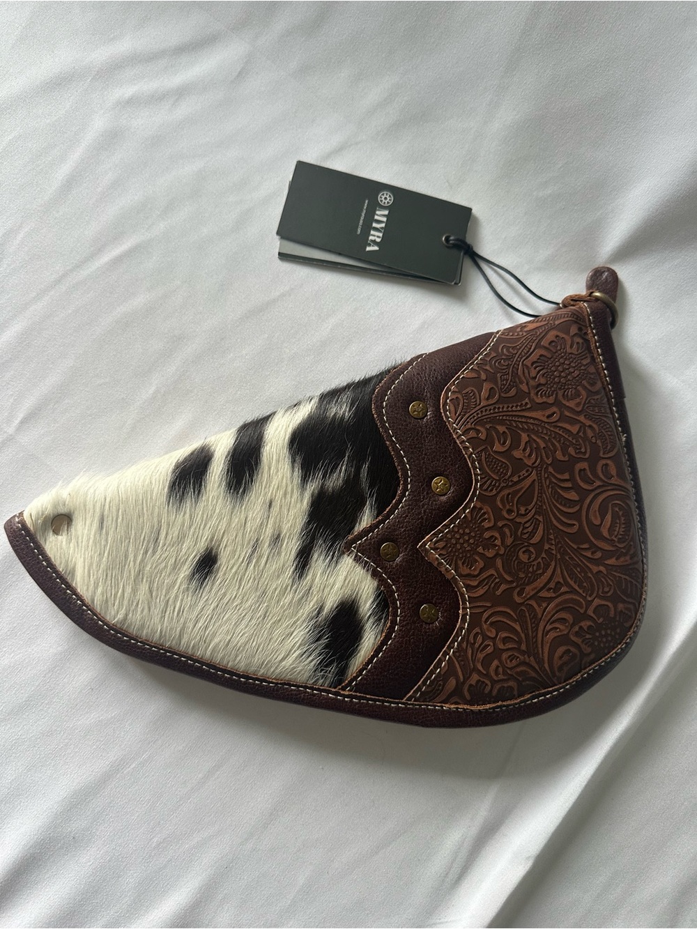 Myra Soft Pistol Case Leather/Cotton Padded Interior Brown/White/Black S-4799